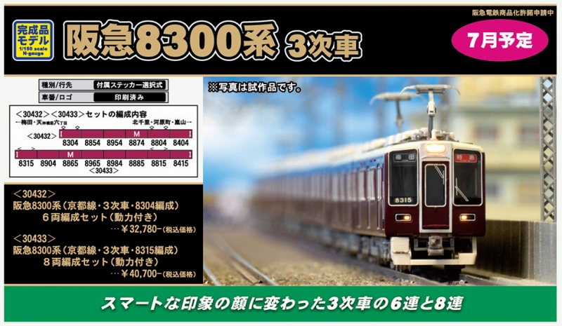 グリーンマックス Nゲージ 阪急8300系 (2次車・8314編成・白ライト